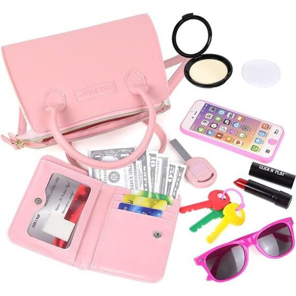 Little Girls Purse, Pretend Play Purse 20 Piece Set, Toys for Girls 3+ - Picture 4 of 6